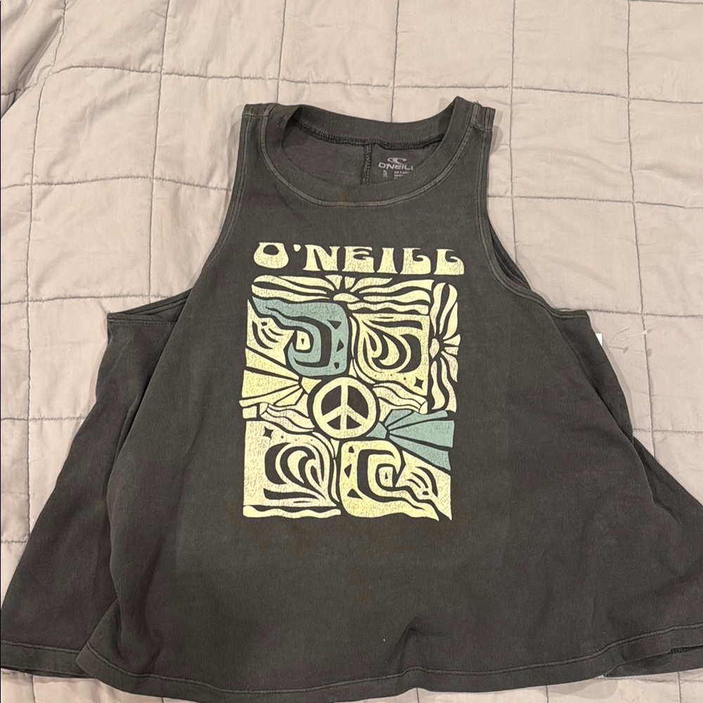 O'Neill Gray Graphic Crop Tank Top